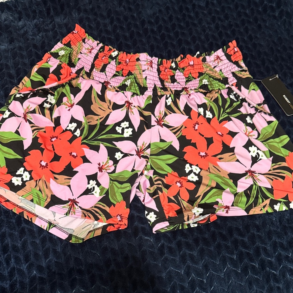 Robert Louis Black Floral High Waist Shorts